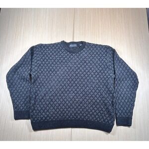Vintage 90s Brandini Le Collezioni Sweater Mens L Gray‎ Geometric Wool Crewneck